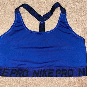 Blue Nike pro sports bra size large